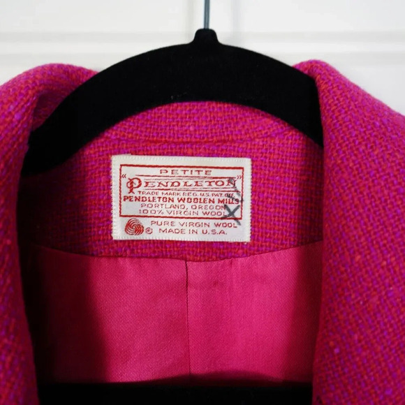 VTG Pendleton Tweed Blazer Womens 10P 100% Virgin Wool Lined Pink Made in USA - Picture 5 of 7